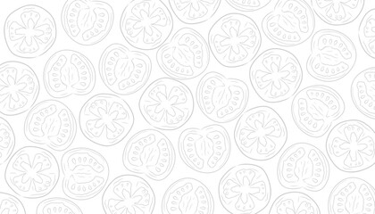 Tomato Seamless Line Pattern for Textile and Wallpaper. Classic Minimal Background Design