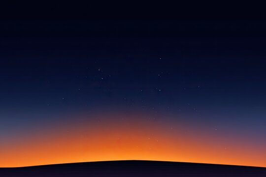 Dark blue and orange gradient image showing the night sky with a few faint stars