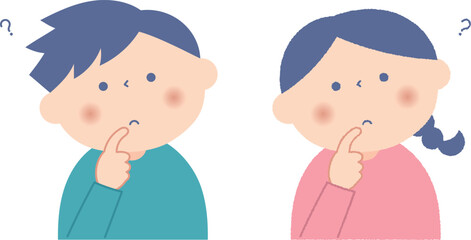 Obraz premium 疑問に思っている男の子と女の子