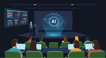 Professional conference on artificial intelligence and machine learning, showcasing innovative technology and data strategies for business transformation