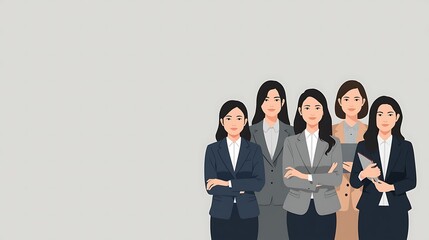 Diverse team of young professional women leaders in modern office style