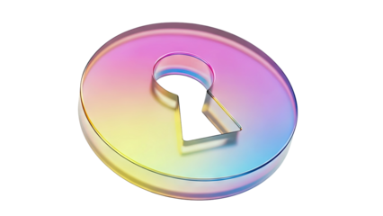 Holographic Keyhole Icon on White Background