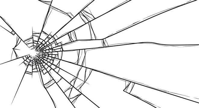 Abstract representation of a sudden impact causing dramatic glass shatter, symbolizing breakage, fragility, and unexpected vulnerability