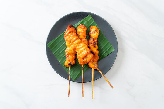 grilled chicken skewer in Asian style