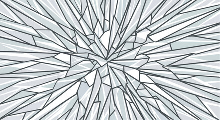 Obraz premium Dynamic abstract illustration of a shattered glass effect, radiating outward from a central point with sharp, geometric fragments