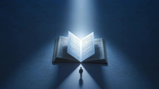 Book of knowledge and light, symbolizes knowledge, learning, enlightenment, imagination, and the transformative power of reading.