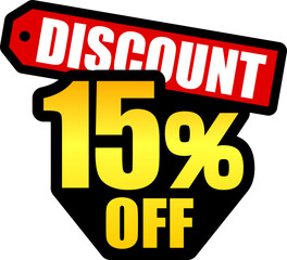 15％オフのセールを表すディスカウントラベル　15 Percent Off Discount Label &ndash; Special Offer Sale Tag
