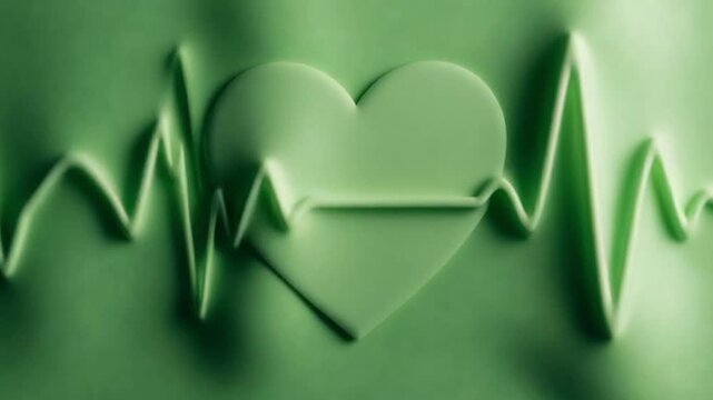Close-up of a translucent white skeleton leaf cut into a heart shape standing upright against a solid green background, symbolizing fragile or eternal love.