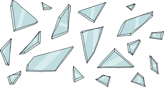 Scattered shards of broken glass creating a perilous and fragmented visual representation of destruction