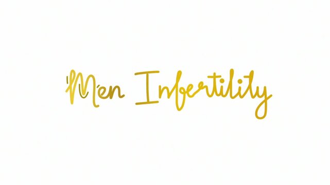men infertility One line continuous animated typography intro outro animation video, hand drawn calligraphy monoline lettering vintage text on background single line art gold golden type on white bg b