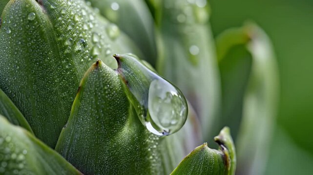 Close up of green artichoke head with water droplets