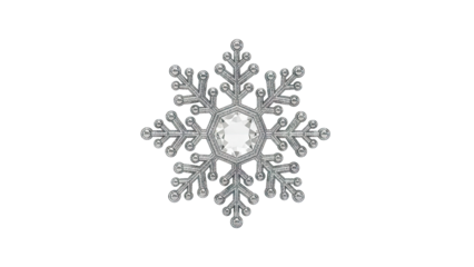 Ornate Silver Snowflake Ornament with Crystal Center