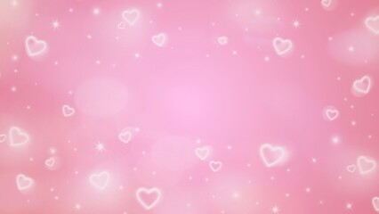 Soft pink romantic background with glowing heart shapes and sparkling light effects for love themes © Hendra Susanto0311