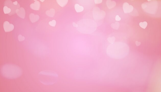 Soft pastel pink heart bokeh background with gentle light glow and romantic dreamy atmosphere