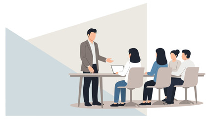 Obraz premium Business meeting with presenter and team in a modern office setting