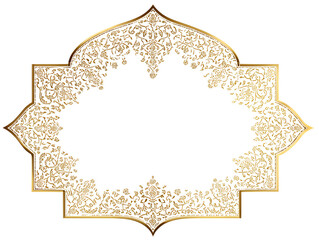 Intricate golden islamic pattern isolated on transparent background