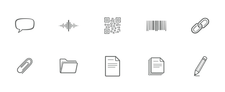 variable stroke outline ui icons for comments files links codes and editing actions