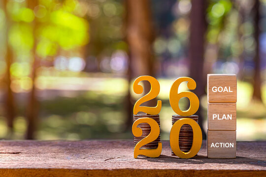 2026 Planning Concept with Goals and Actions Strategy Setting Goals and Taking Action for Success Business Plan, Goals, and Action