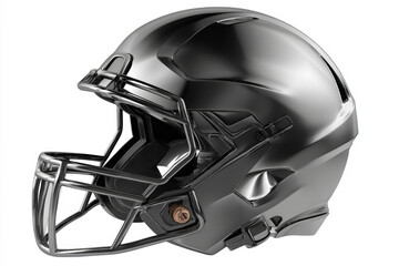 Fototapeta premium American football helmet black helmet protective gear sports equipment safety concept metal detail modern design side view glossy surface closeup