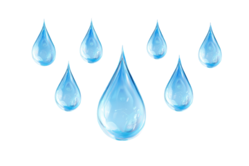 Water droplets in various sizes on a plain background showing the clear and fresh appearance of liquid