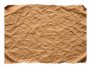 Obraz premium Rustic brown crumpled paper isolated on transparent background