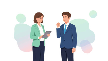 Obraz premium Business Teamwork: Woman and Man Discussing Project Success