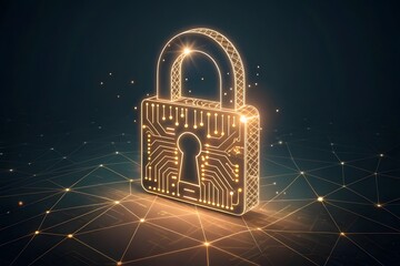 Digital lock and key security concept on technology background