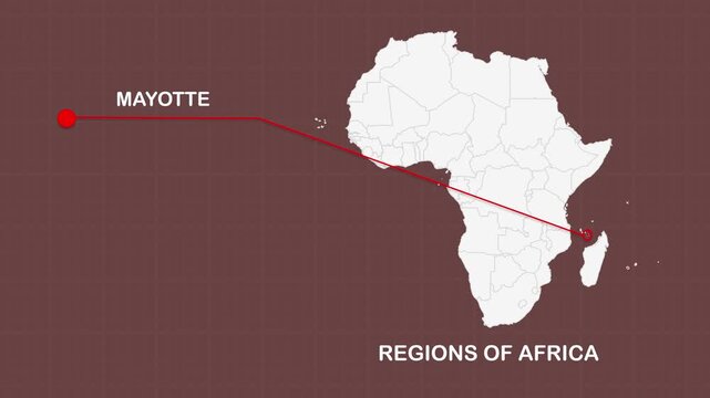 Mayotte in Africa Map abstract animated video footage with smooth motion background for modern digital design, presentations, advertising visuals and 
