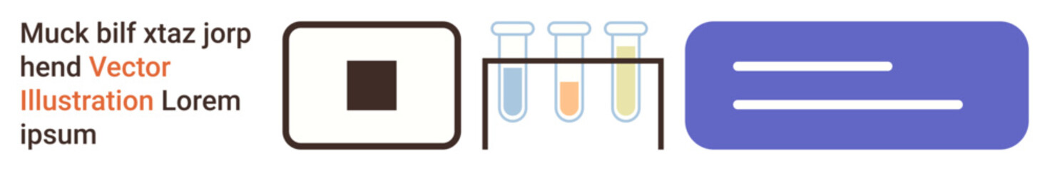 Fototapeta premium Science, laboratory research, experiment, education, analysis, innovation. Visual test tubes, abstract shapes and minimalist icons. Laboratory research and scientific experimentation concept