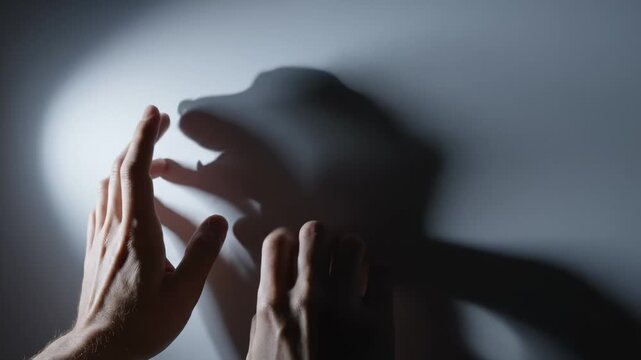 Hands Casting Animal Shadow Puppets on the Wall