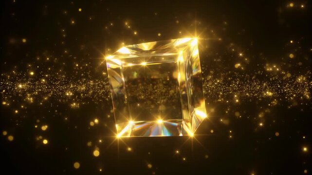  &ldquo;Tiny golden particles dancing like fireflies around a floating crystal cube, magical ambien