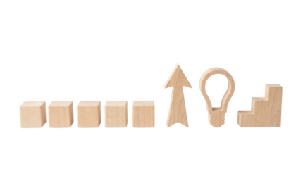 Set, Wooden blocks arranged to show steps and direction, AI, PNG
