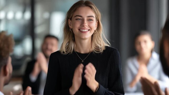 Young speaker delivers a memorable talk in front of an engaged audience during a business seminar in a modern conference room