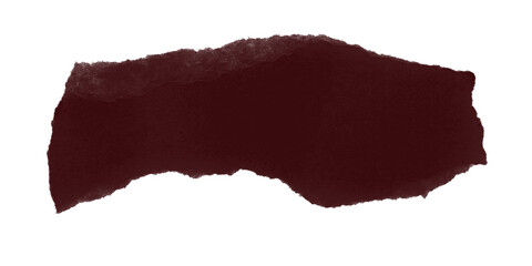 Torn Dark Red Paper Piece with Rough Edges on Transparent Background