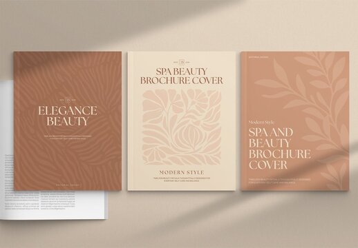Beauty Brochure Cover Template for Med Spa Menu & Salon Lookbook in Elegant Natural & Organic Theme