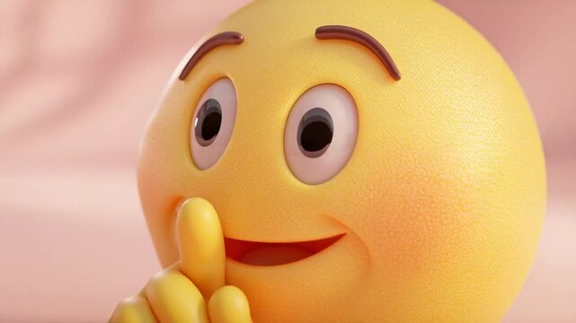 Shushing Emoji Face Keep Quiet Silence Secret Symbol 3D Illustration