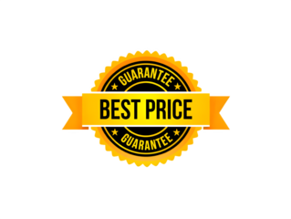 a yellow badge with the text best price and guarantee written on it