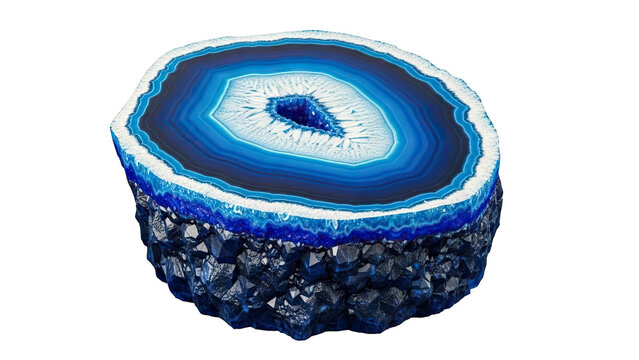 Blue Agate Slice with Crystal Base
