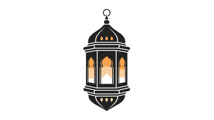 Stylized Black and Orange Traditional Lantern Graphic Design for Festive Celebrations and Decorative Themes. Ornate Lamp Illustration for Cultural Events and Elegant Ambiance