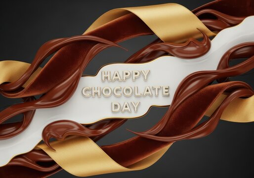 Happy Chocolate Day with Delicious Swirls of Chocolate and Cream