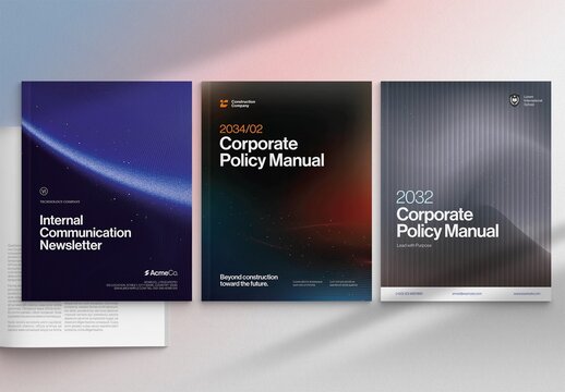Brochure Cover Templates Set in Futuristic Technology & Space Startup Theme for Modern Report Design