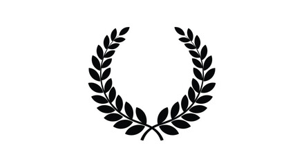 Bold black silhouette of a classic laurel wreath symbol suitable for professional awards victory emblems and clean logos.
