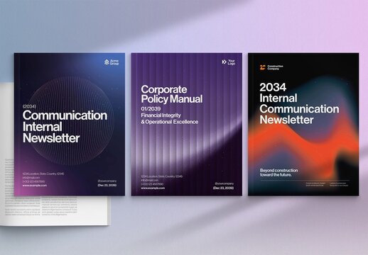 Brochure Cover Templates Set in Modern Tech Start Up Theme for Modern Report Cover Design Layouts