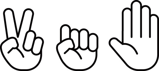 じゃんけんの手のベクターアイコンイラスト素材　グーチョキパーのマウスカーソル