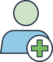 Fototapeta premium Add user profile icon showing account creation, member registration, plus symbol, flat colorful UI design for web applications
