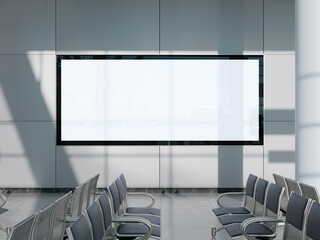 White Blank Indoor Landscape Billboard 3D Render Mockup