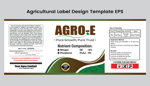 Agricultural Pesticide Bottle Label Design for Product Packaging