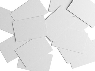 White Blank Scattered Business Card 3D Render Mockup