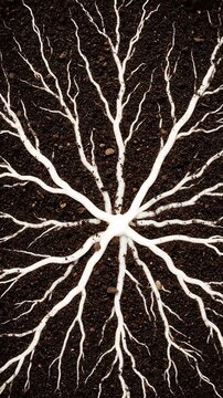 Biological Process Showing Growth Stages of Root System and Soil Composition