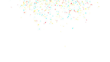 3d render multicolored confetti explosion. Colorful bright confetti isolated on transparent PNG